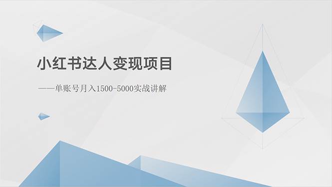 小红书达人变现项目：单账号月入1500-3000实战讲解小鳄启创-网创项目资源站-副业项目-创业项目-搞钱项目小鳄启创