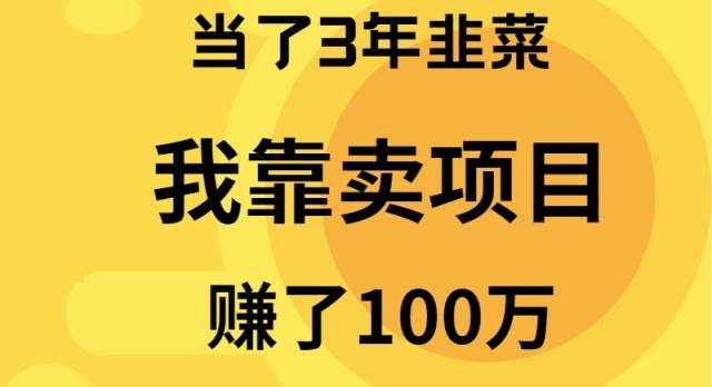 当了3年韭菜，我靠卖项目赚了100万小鳄启创-网创项目资源站-副业项目-创业项目-搞钱项目小鳄启创