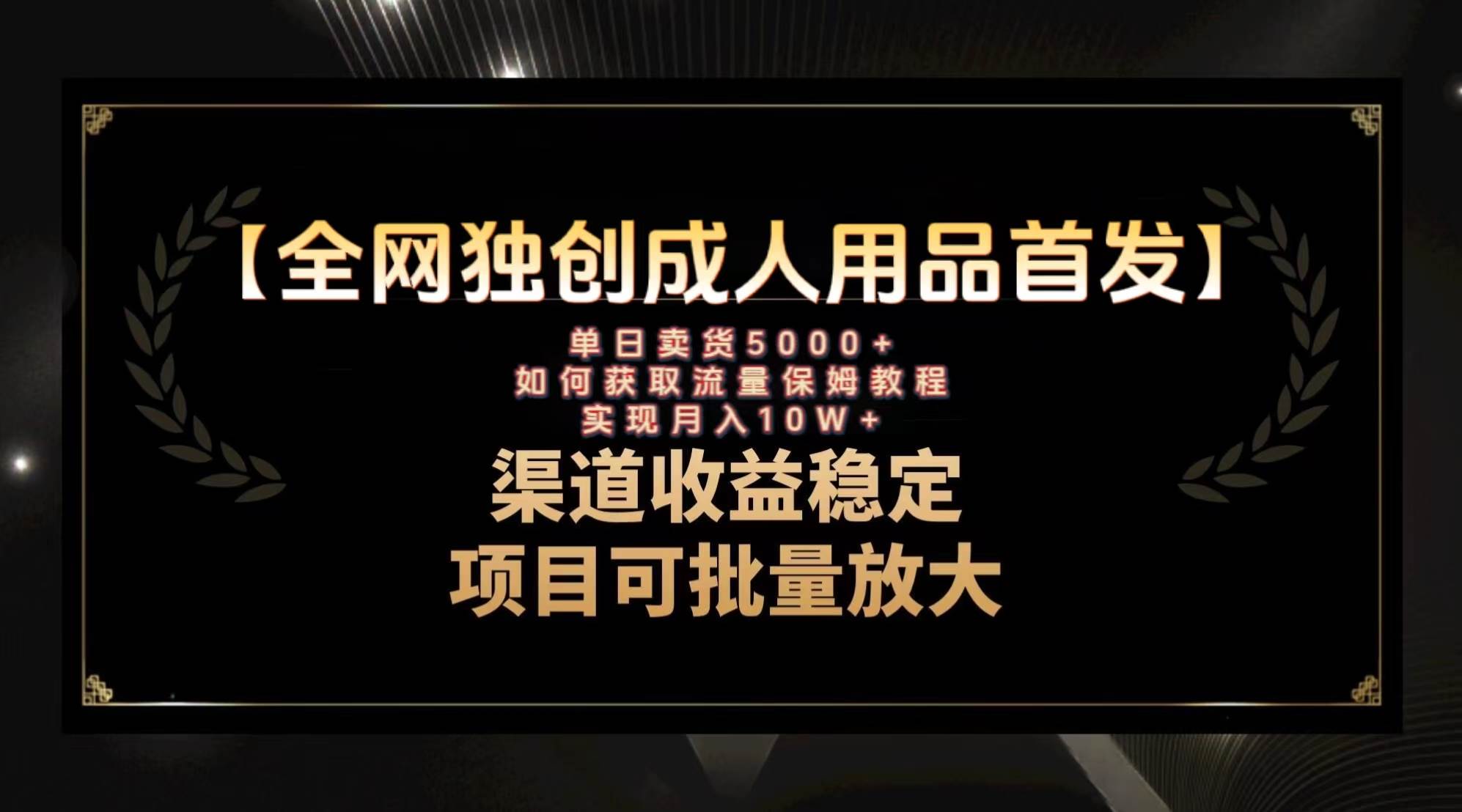最新全网独创首发，成人用品赛道引流获客，月入10w保姆级教程小鳄启创-网创项目资源站-副业项目-创业项目-搞钱项目小鳄启创
