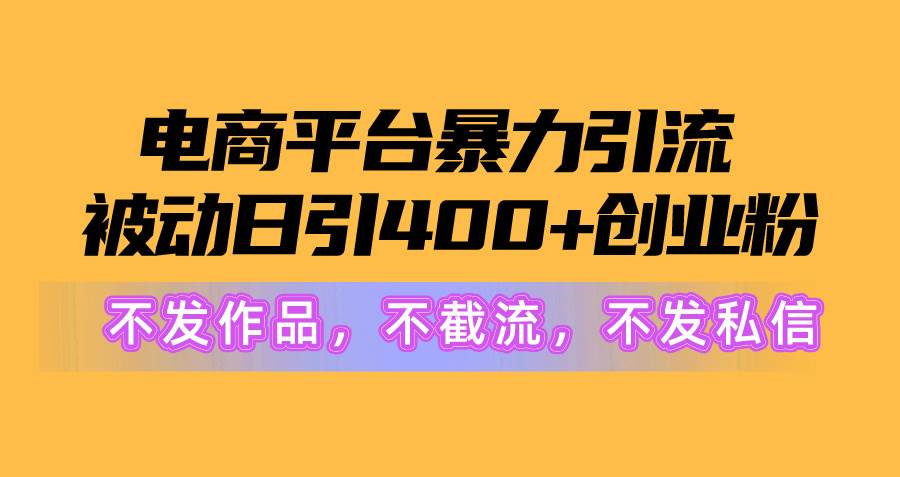 电商平台暴力引流,被动日引400+创业粉不发作品，不截流，不发私信小鳄启创-网创项目资源站-副业项目-创业项目-搞钱项目小鳄启创