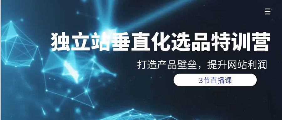 独立站-垂直化选品训练营，打造产品壁垒，提升网站利润（3节直播课）小鳄启创-网创项目资源站-副业项目-创业项目-搞钱项目小鳄启创