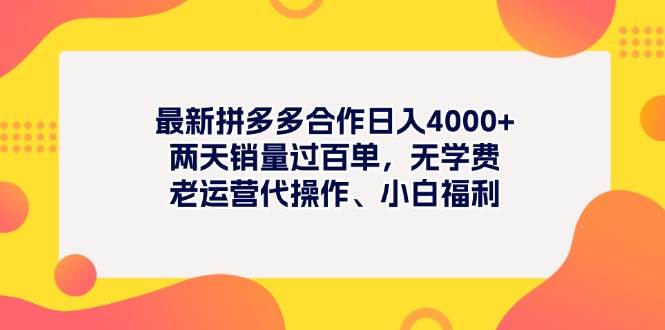 最新拼多多项目日入4000+两天销量过百单，无学费、老运营代操作、小白福利小鳄启创-网创项目资源站-副业项目-创业项目-搞钱项目小鳄启创