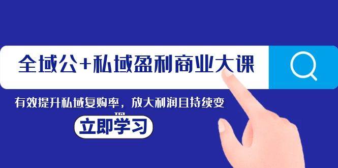 全域公+私域盈利商业大课，有效提升私域复购率，放大利润且持续变现小鳄启创-网创项目资源站-副业项目-创业项目-搞钱项目小鳄启创