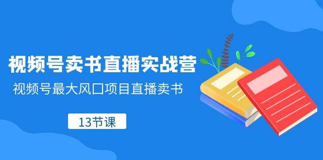 视频号-卖书直播实战营，视频号最大风囗项目直播卖书（13节课）小鳄启创-网创项目资源站-副业项目-创业项目-搞钱项目小鳄启创