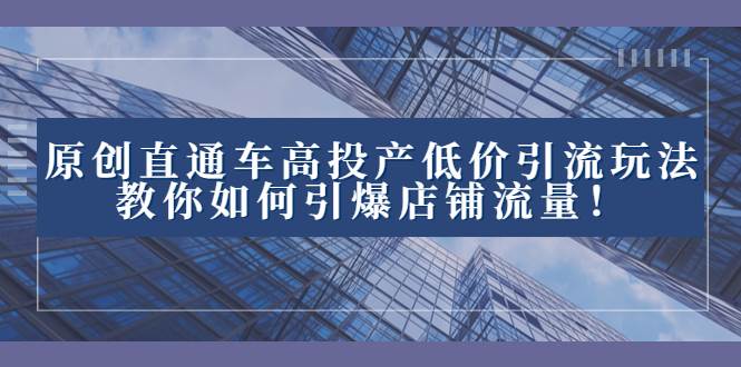 2023直通车高投产低价引流玩法，教你如何引爆店铺流量！小鳄启创-网创项目资源站-副业项目-创业项目-搞钱项目小鳄启创