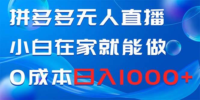 拼多多无人直播，小白在家就能做，0成本日入1000+小鳄启创-网创项目资源站-副业项目-创业项目-搞钱项目小鳄启创