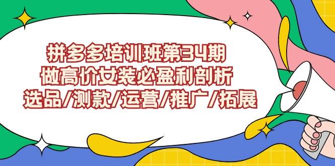 拼多多培训班第34期：做高价女装必盈利剖析  选品/测款/运营/推广/拓展小鳄启创-网创项目资源站-副业项目-创业项目-搞钱项目小鳄启创