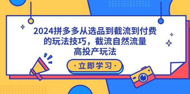 2024拼多多从选品到截流到付费的玩法技巧，截流自然流量玩法，高投产玩法小鳄启创-网创项目资源站-副业项目-创业项目-搞钱项目小鳄启创