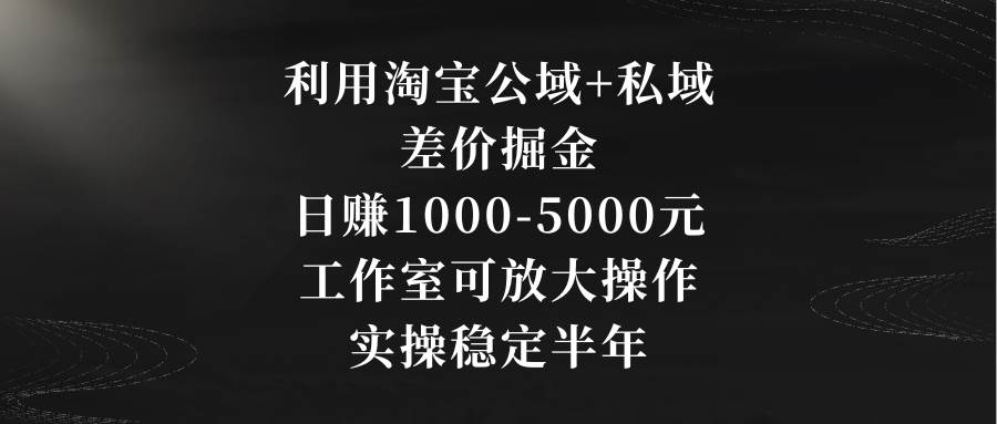 利用淘宝公域+私域差价掘金，日赚1000-5000元，工作室可放大操作，实操…小鳄启创-网创项目资源站-副业项目-创业项目-搞钱项目小鳄启创
