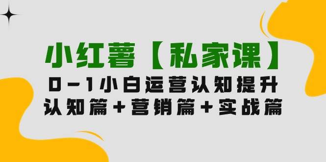 小红薯【私家课】0-1玩赚小红书内容营销，认知篇+营销篇+实战篇（11节课）小鳄启创-网创项目资源站-副业项目-创业项目-搞钱项目小鳄启创