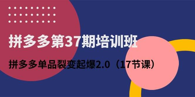 拼多多第37期培训班：拼多多单品裂变起爆2.0（17节课）小鳄启创-网创项目资源站-副业项目-创业项目-搞钱项目小鳄启创
