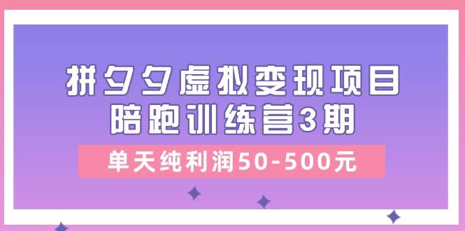 某收费培训《拼夕夕虚拟变现项目陪跑训练营3期》单天纯利润50-500元小鳄启创-网创项目资源站-副业项目-创业项目-搞钱项目小鳄启创
