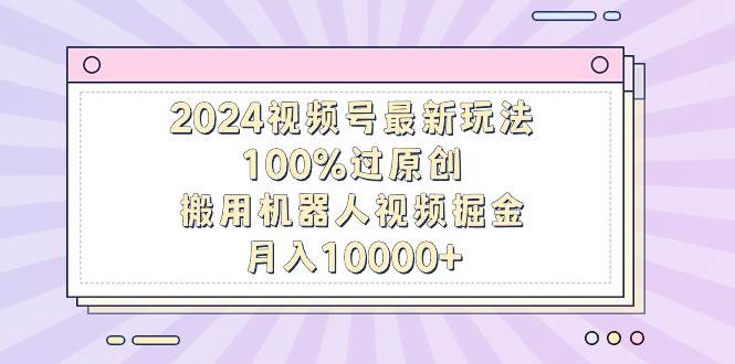 2024视频号最新玩法，100%过原创，搬用机器人视频掘金，月入10000+小鳄启创-网创项目资源站-副业项目-创业项目-搞钱项目小鳄启创
