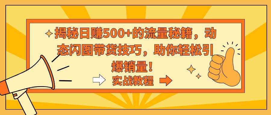 揭秘日赚500+的流量秘籍，动态闪图带货技巧，助你轻松引爆销量！小鳄启创-网创项目资源站-副业项目-创业项目-搞钱项目小鳄启创