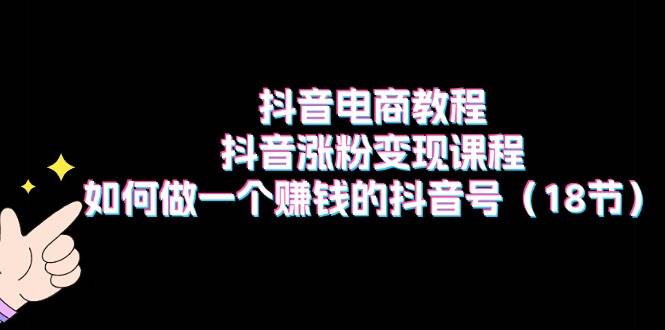 抖音电商教程：抖音涨粉变现课程：如何做一个赚钱的抖音号（18节）小鳄启创-网创项目资源站-副业项目-创业项目-搞钱项目小鳄启创