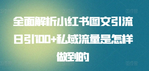 暴力引流 小红书图文引流日引100私域全面拆解【打粉人必看】小鳄启创-网创项目资源站-副业项目-创业项目-搞钱项目小鳄启创