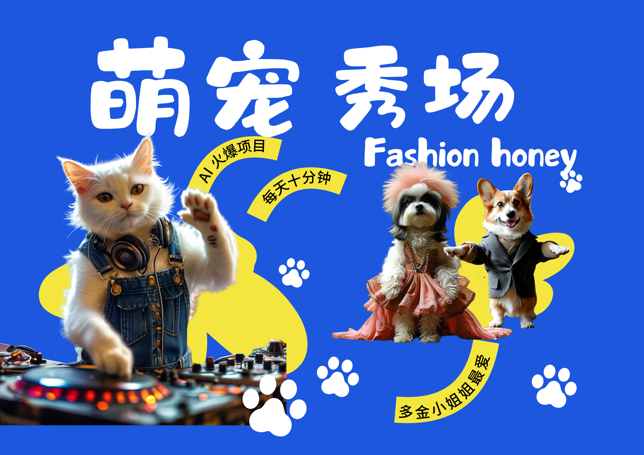 酷飒动物跳舞走秀  时尚喵FASHION汪 多金小姐姐最爱的 轻松月入破万小鳄启创-网创项目资源站-副业项目-创业项目-搞钱项目小鳄启创