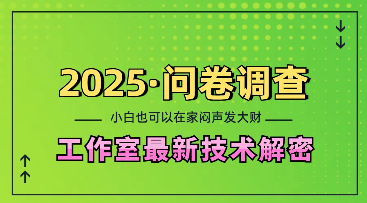 2025《问卷调查》最新工作室技术解密：一个人在家也可以闷声发大财，小白一天200+，可矩阵放大小鳄启创-网创项目资源站-副业项目-创业项目-搞钱项目小鳄启创