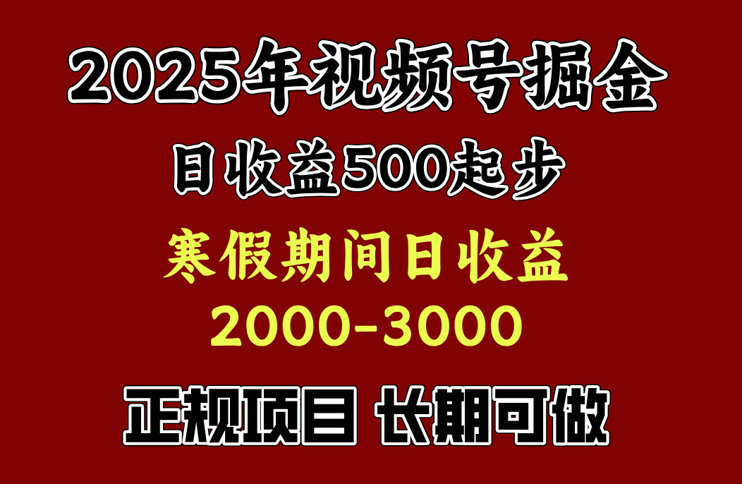最新视频号项目，单账号日收益500起步，寒假期间日收益2000-3000左右，小鳄启创-网创项目资源站-副业项目-创业项目-搞钱项目小鳄启创
