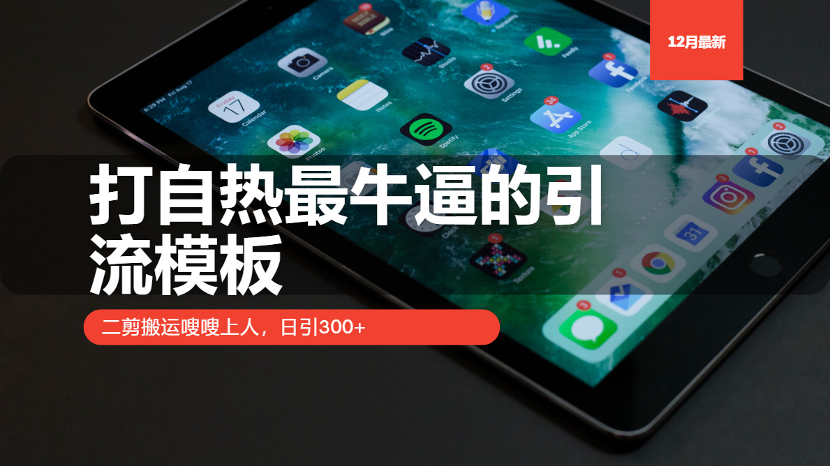 打自热最牛逼的引流模板，日引300+，二剪搬运嗖嗖上人小鳄启创-网创项目资源站-副业项目-创业项目-搞钱项目小鳄启创