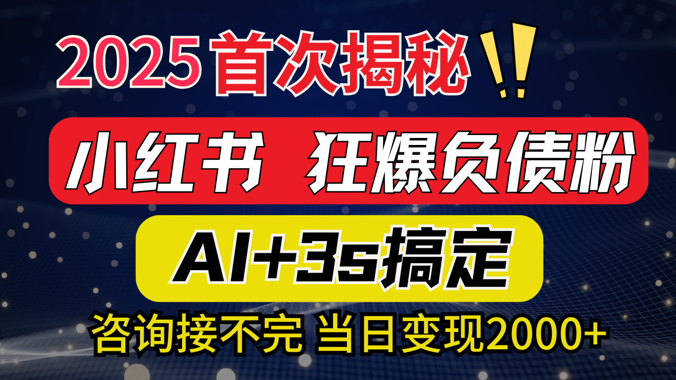 2025引流天花板：最新小红书狂暴负债粉思路，咨询接不断，当日入2000+小鳄启创-网创项目资源站-副业项目-创业项目-搞钱项目小鳄启创