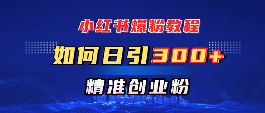 小红书爆粉教程，如何日引300+创业粉，快速实现精准变现！小鳄启创-网创项目资源站-副业项目-创业项目-搞钱项目小鳄启创
