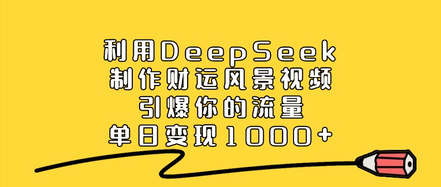 利用DeepSeek制作财运风景视频，引爆你的流量，单日变现1000+小鳄启创-网创项目资源站-副业项目-创业项目-搞钱项目小鳄启创