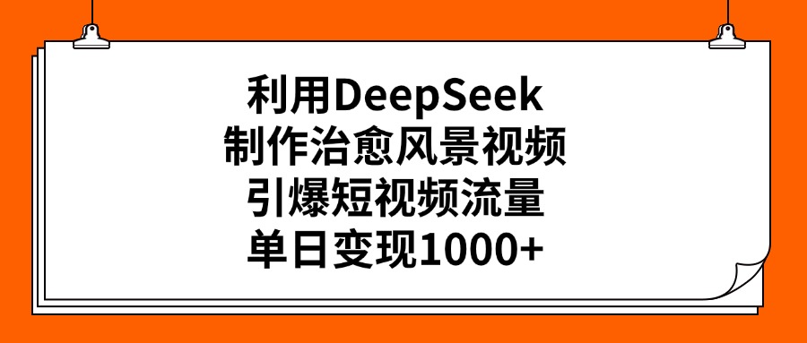 利用DeepSeek制作治愈风景视频，引爆短视频流量，单日变现1000+小鳄启创-网创项目资源站-副业项目-创业项目-搞钱项目小鳄启创