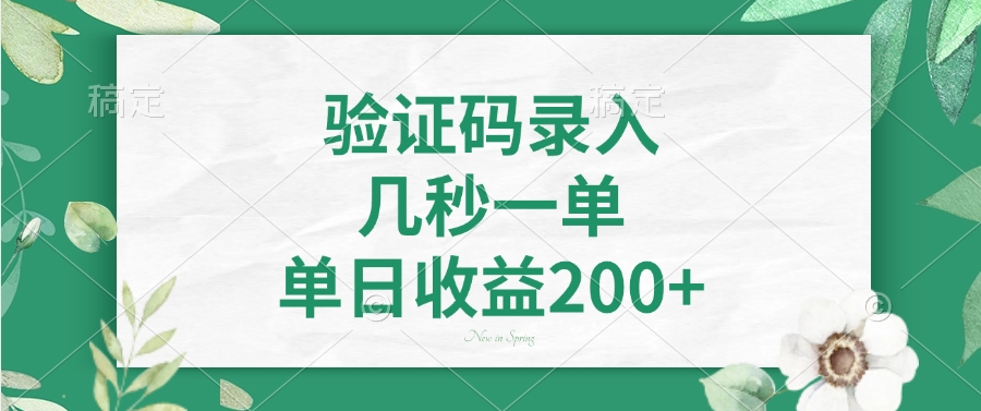 验证码录入，几秒一单，单日收益200+小鳄启创-网创项目资源站-副业项目-创业项目-搞钱项目小鳄启创