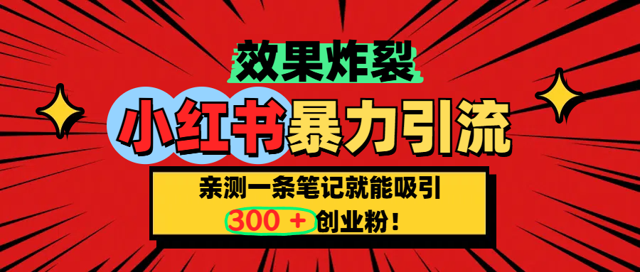 小红书炸裂玩法，亲测一条笔记就能吸引300+精准创业粉！小鳄启创-网创项目资源站-副业项目-创业项目-搞钱项目小鳄启创