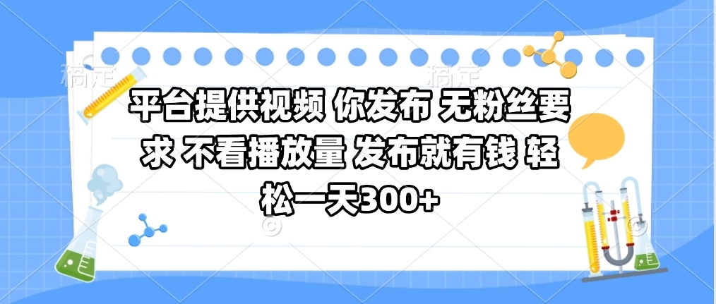 平台提供视频 你发布 无粉丝要求 不看视频播放量 发布就有钱 轻松一天300+小鳄启创-网创项目资源站-副业项目-创业项目-搞钱项目小鳄启创