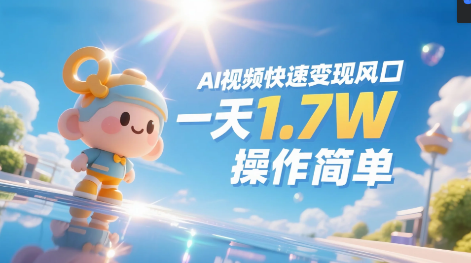 《Ai视频变现风口，一天1.7W，收入无上限，操作简单》小鳄启创-网创项目资源站-副业项目-创业项目-搞钱项目小鳄启创