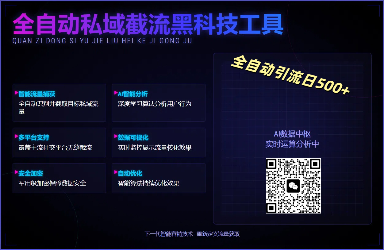 全自动私域截流黑科技工具——全自动引流日500+小鳄启创-网创项目资源站-副业项目-创业项目-搞钱项目小鳄启创